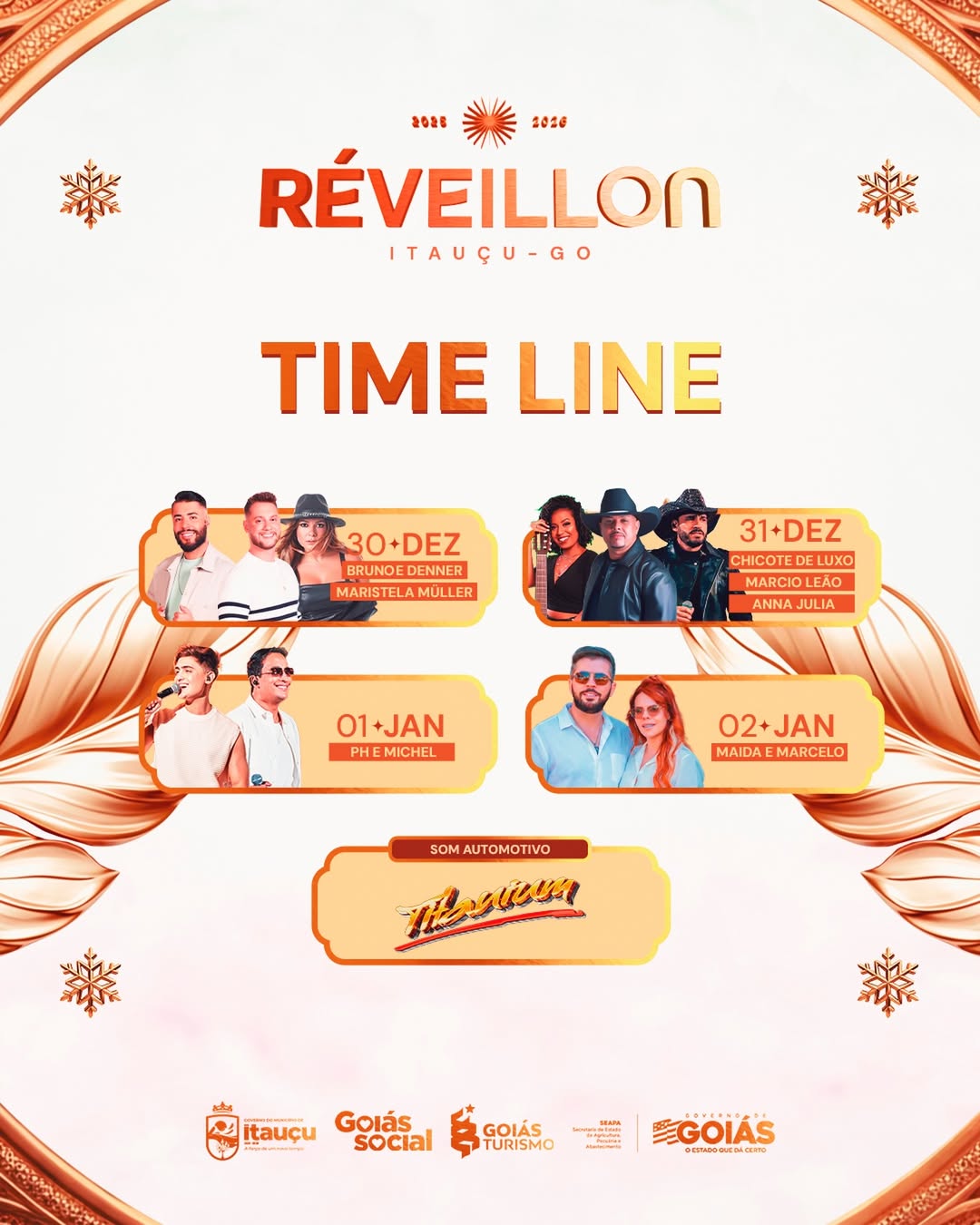 🎉✨ Programação Réveillon Itauçu 2026 ✨🎉