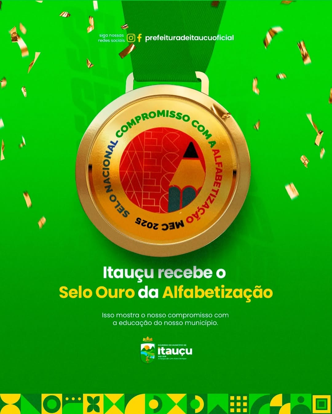 Recebimento do Selo Ouro do Compromisso Nacional com a Alfabetização, certificação concedida pelo Ministério da Educação (MEC)